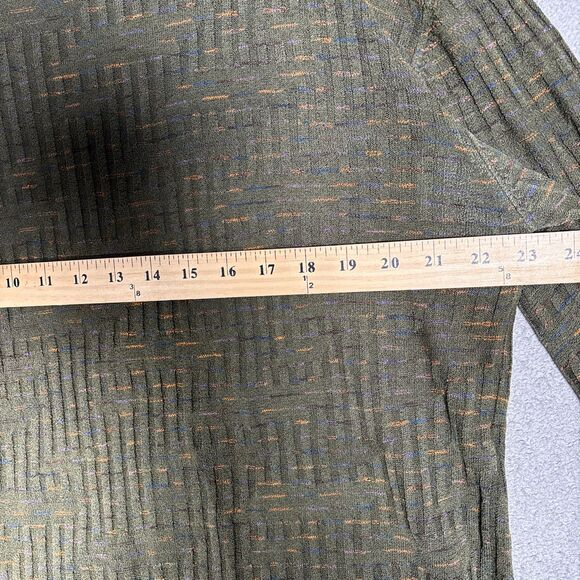 Jhane Barnes Sweater Mens Size M Olive Green Silk Blend 3D Knit Normcore Grandpa - Picture 6 of 16